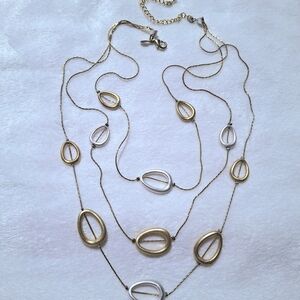 Gold and Silver Toned Matte Multi-Layered Necklace
